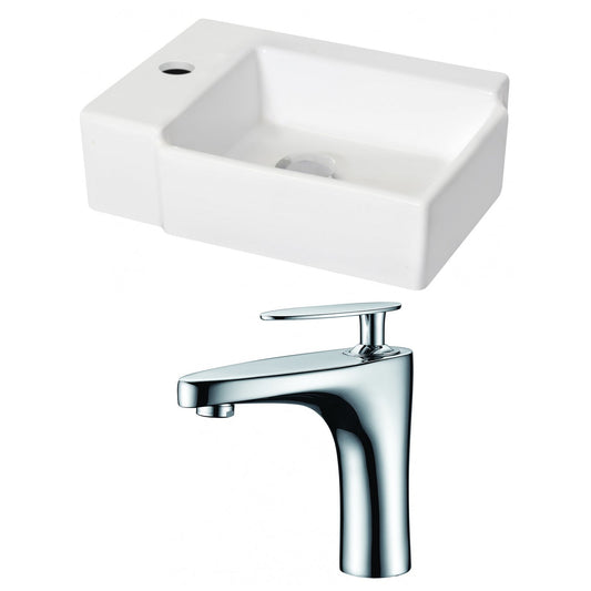 American Imaginations AI-15210 16" White Rectangular Ceramic Wall Mount Bathroom Vessel Sink Set