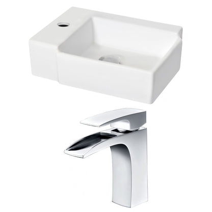 American Imaginations AI-15212 16" White Rectangular Ceramic Wall Mount Bathroom Vessel Sink Set