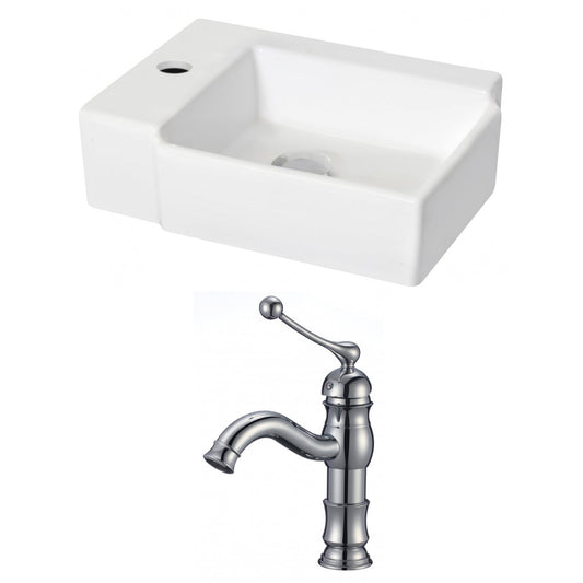 American Imaginations AI-15214 16" White Rectangular Ceramic Wall Mount Bathroom Vessel Sink Set