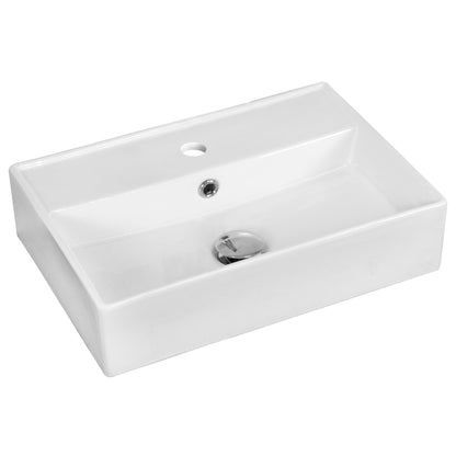 American Imaginations AI-15219 20" White Rectangular Ceramic Above Counter Bathroom Vessel Sink Set