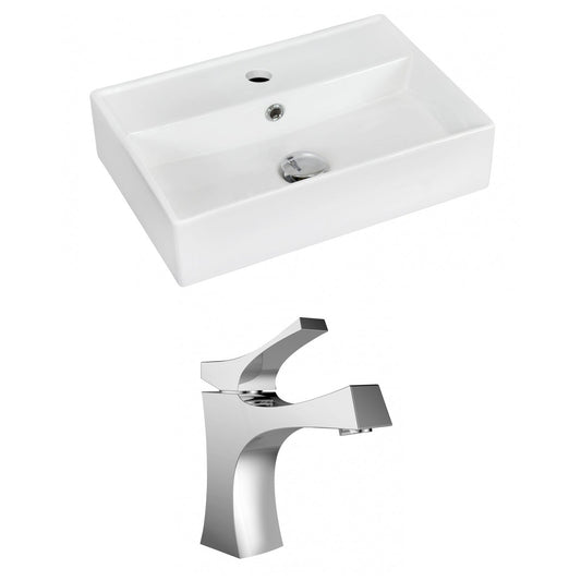 American Imaginations AI-15229 20" White Rectangular Ceramic Wall Mount Bathroom Vessel Sink Set