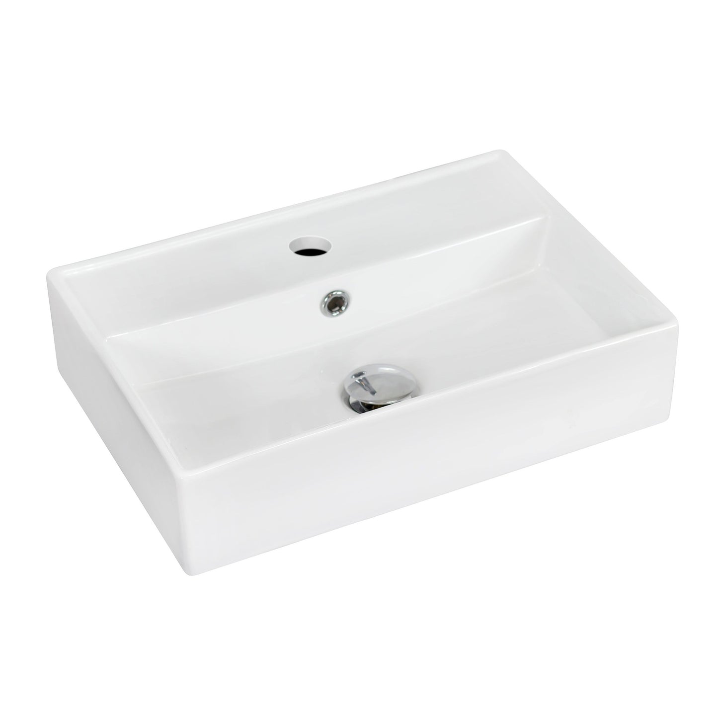 American Imaginations AI-15231 20" White Rectangular Ceramic Wall Mount Bathroom Vessel Sink Set