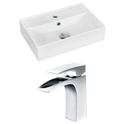 American Imaginations AI-15233 20" White Rectangular Ceramic Wall Mount Bathroom Vessel Sink Set