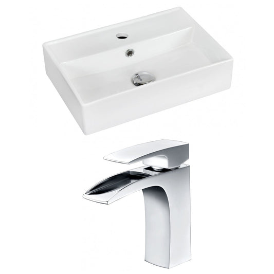 American Imaginations AI-15233 20" White Rectangular Ceramic Wall Mount Bathroom Vessel Sink Set
