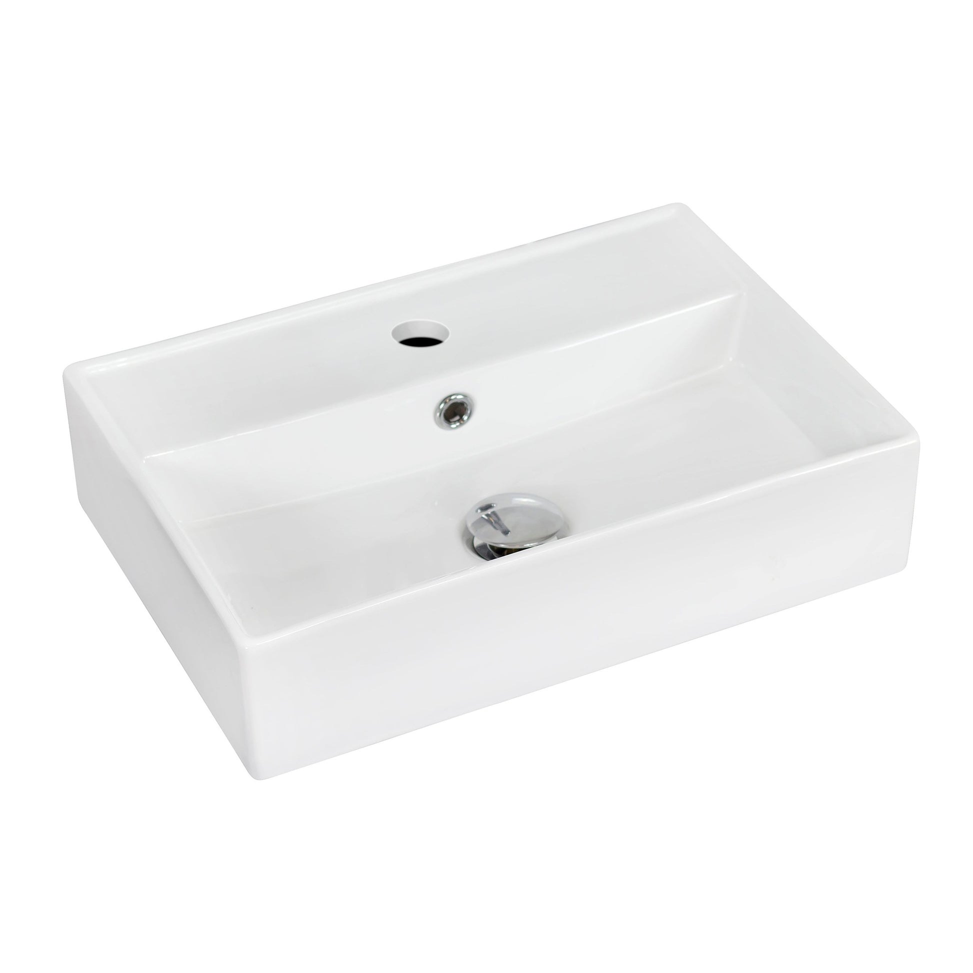 American Imaginations AI-15235 18" White Rectangular Ceramic Wall Mount Bathroom Vessel Sink Set