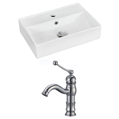 American Imaginations AI-15235 18" White Rectangular Ceramic Wall Mount Bathroom Vessel Sink Set