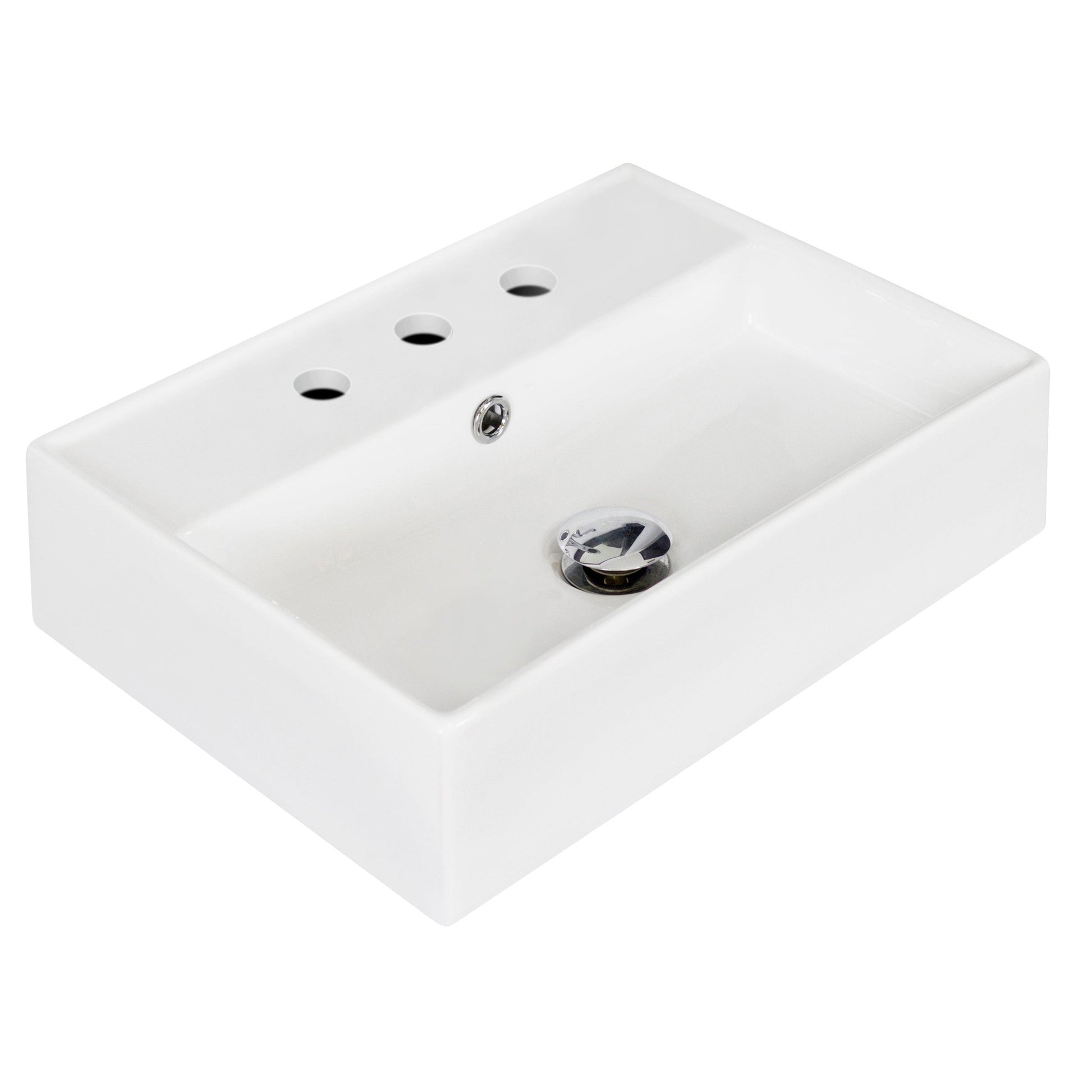 American Imaginations AI-15237 20" White Rectangular Ceramic Wall Mount Bathroom Vessel Sink Set