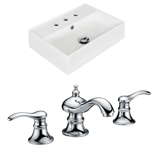 American Imaginations AI-15237 20" White Rectangular Ceramic Wall Mount Bathroom Vessel Sink Set