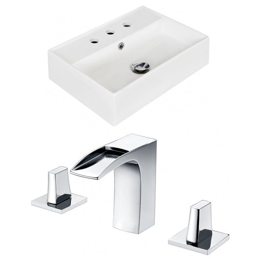 American Imaginations AI-15240 20" White Rectangular Ceramic Wall Mount Bathroom Vessel Sink Set