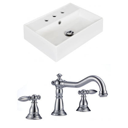 American Imaginations AI-15241 20" White Rectangular Ceramic Wall Mount Bathroom Vessel Sink Set