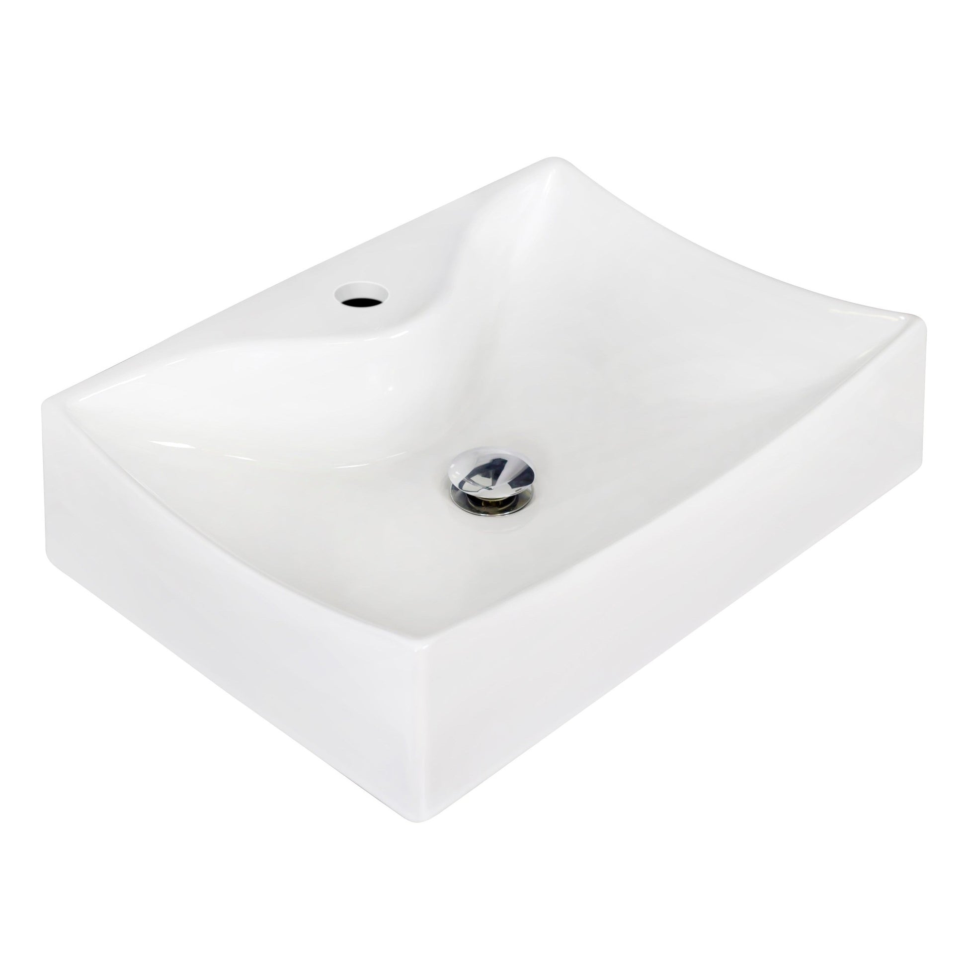 American Imaginations AI-15258 22" White Rectangular Ceramic Above Counter Bathroom Vessel Sink Set