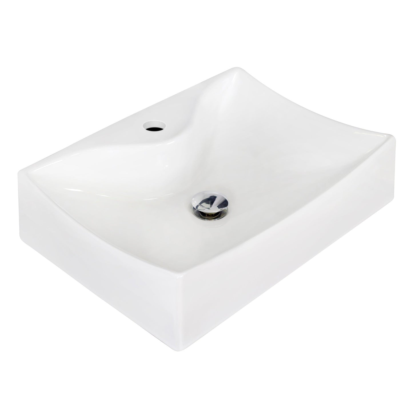 American Imaginations AI-15260 22" White Rectangular Ceramic Above Counter Bathroom Vessel Sink Set