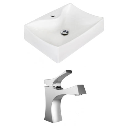 American Imaginations AI-15264 22" White Rectangular Ceramic Wall Mount Bathroom Vessel Sink Set