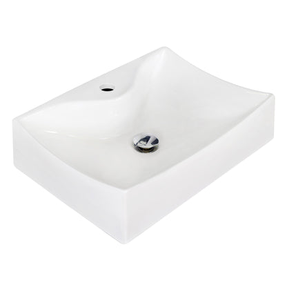 American Imaginations AI-15267 22" White Rectangular Ceramic Wall Mount Bathroom Vessel Sink Set