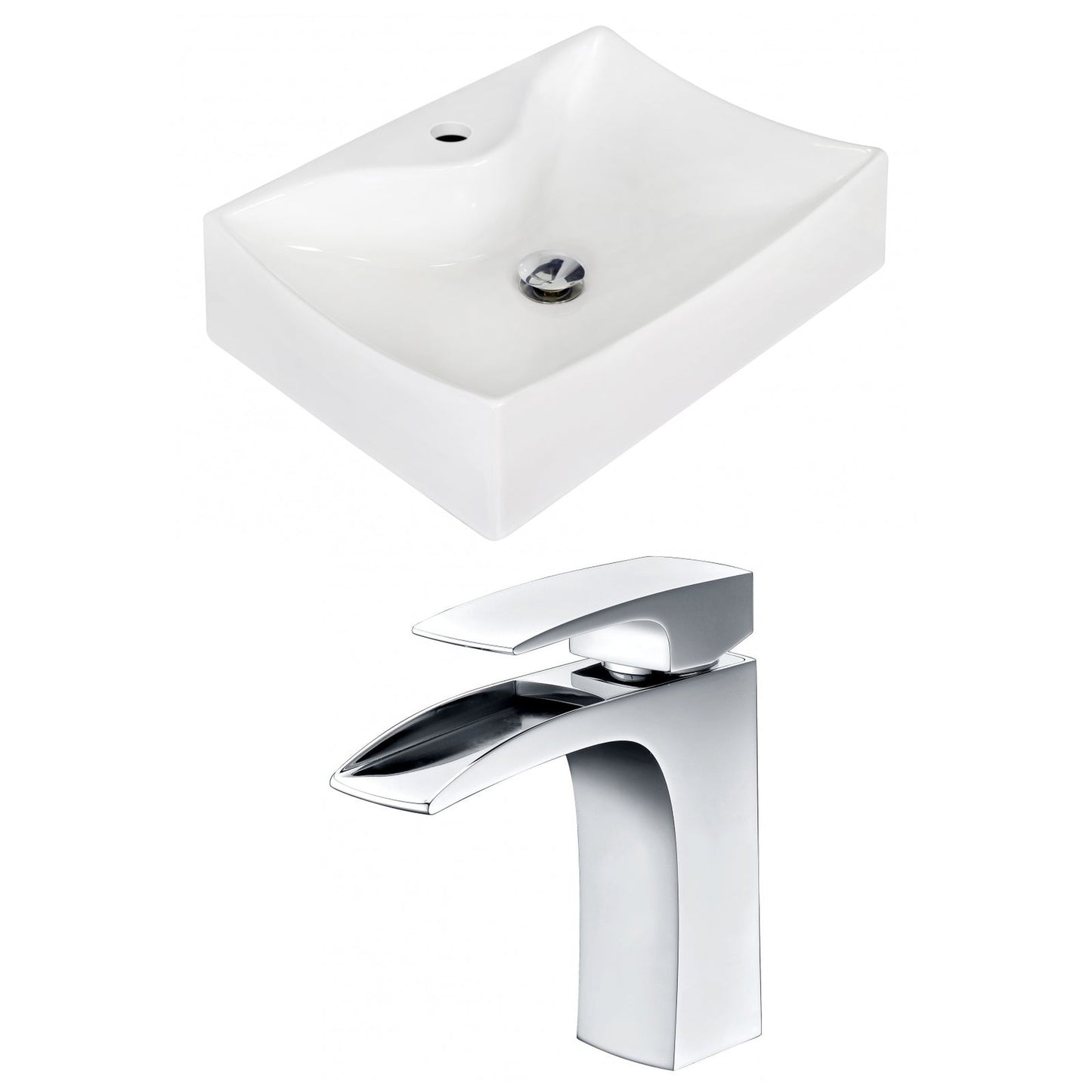 American Imaginations AI-15268 22" White Rectangular Ceramic Wall Mount Bathroom Vessel Sink Set