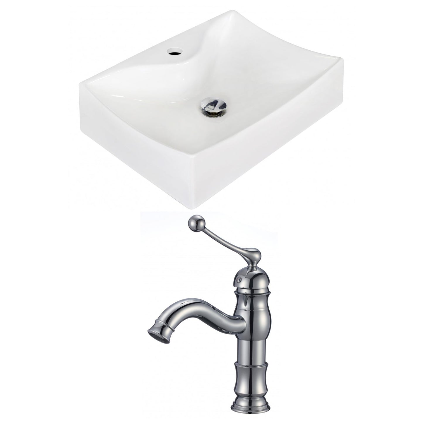 American Imaginations AI-15270 22" White Rectangular Ceramic Wall Mount Bathroom Vessel Sink Set