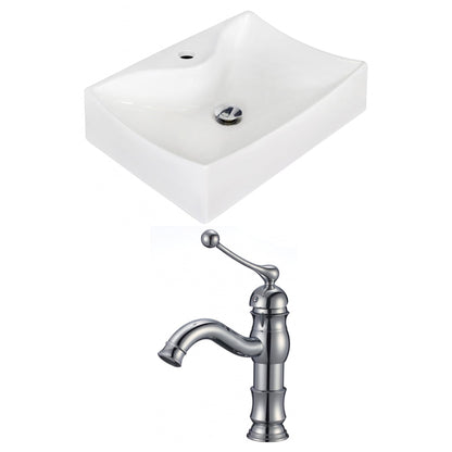 American Imaginations AI-15270 22" White Rectangular Ceramic Wall Mount Bathroom Vessel Sink Set