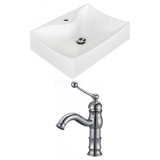 American Imaginations AI-15270 22" White Rectangular Ceramic Wall Mount Bathroom Vessel Sink Set