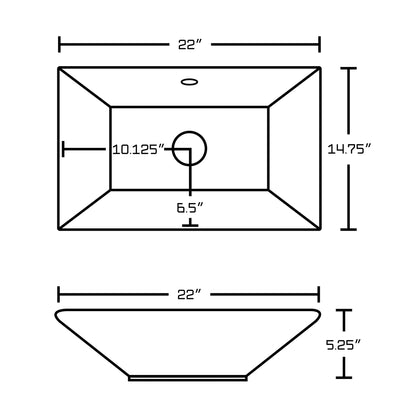 American Imaginations AI-15273 22" White Rectangular Ceramic Above Counter Bathroom Vessel Sink Set