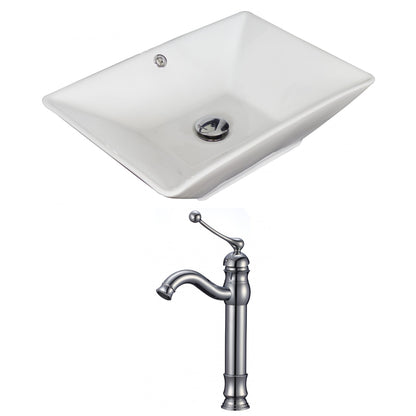 American Imaginations AI-15273 22" White Rectangular Ceramic Above Counter Bathroom Vessel Sink Set