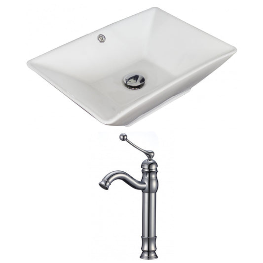 American Imaginations AI-15273 22" White Rectangular Ceramic Above Counter Bathroom Vessel Sink Set