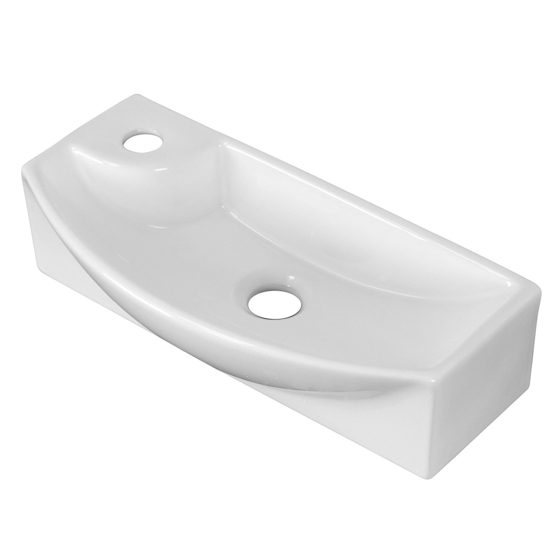 American Imaginations AI-15274 18" White Rectangular Ceramic Above Counter Bathroom Vessel Sink Set