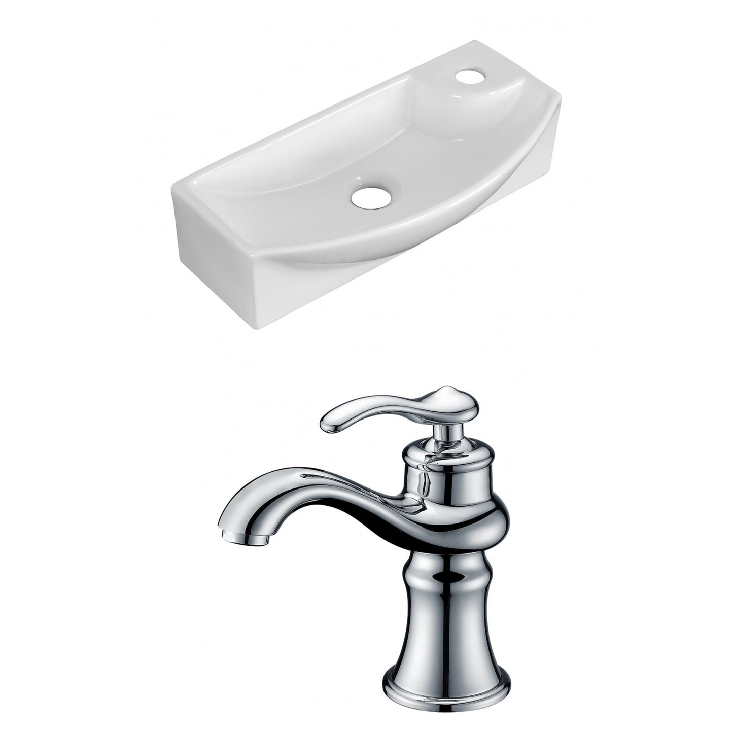American Imaginations AI-15282 18" White Rectangular Ceramic Wall Mount Bathroom Vessel Sink Set