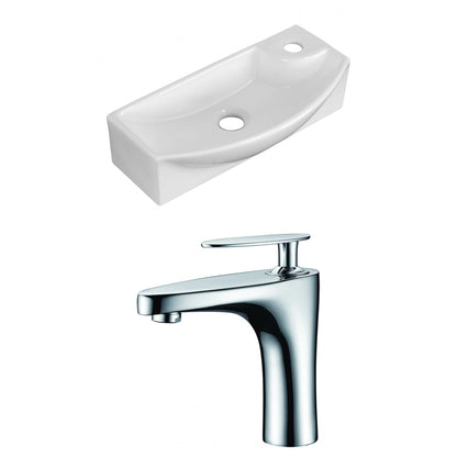 American Imaginations AI-15283 18" White Rectangular Ceramic Wall Mount Bathroom Vessel Sink Set