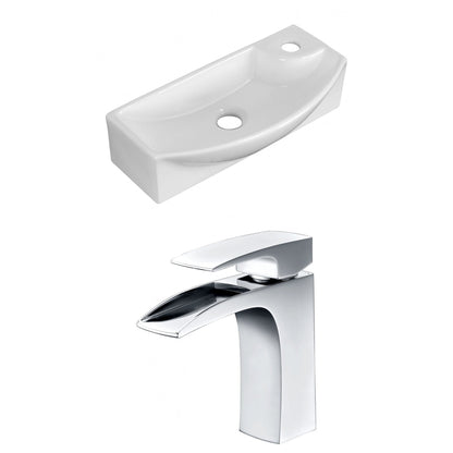 American Imaginations AI-15285 18" White Rectangular Ceramic Wall Mount Bathroom Vessel Sink Set
