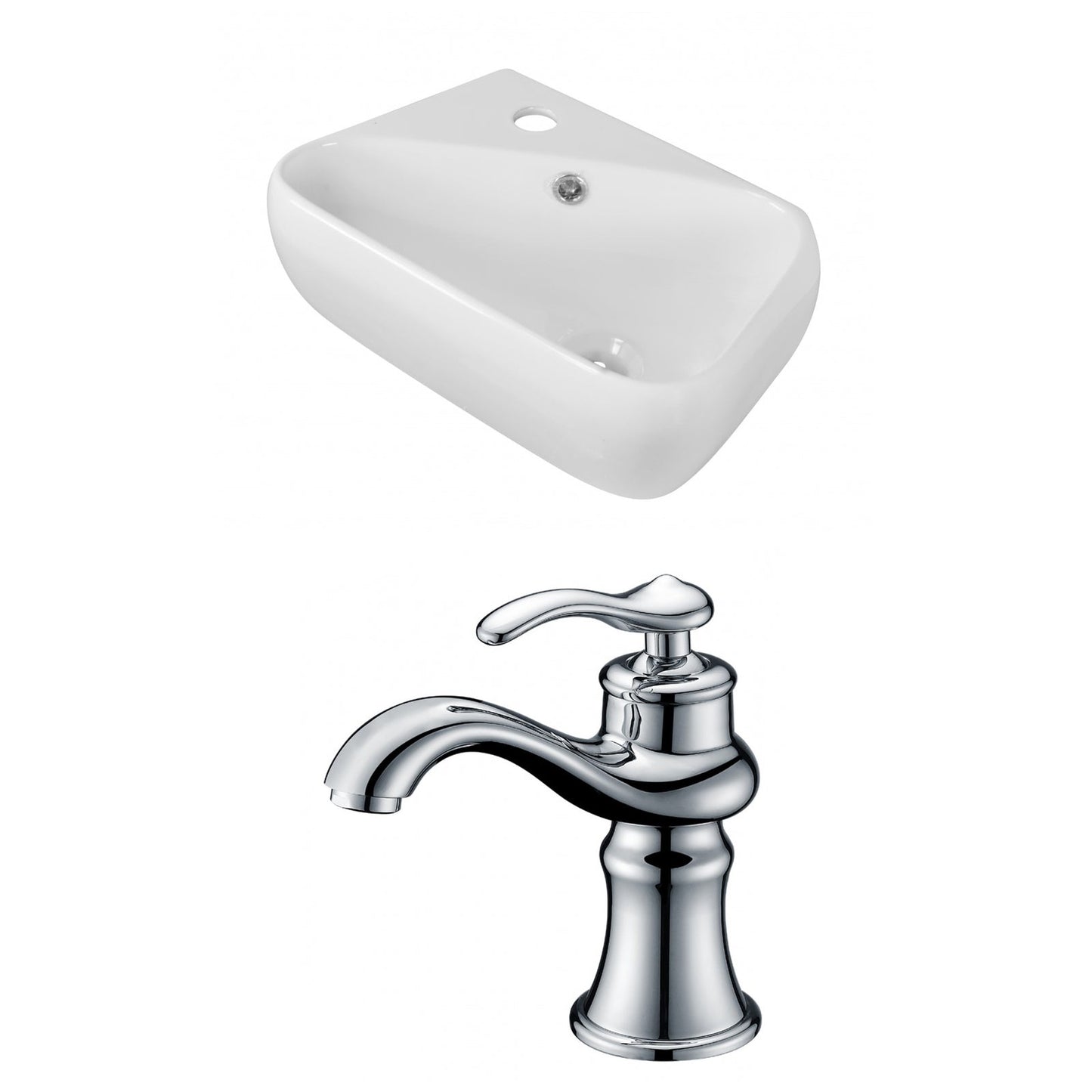 American Imaginations AI-15289 18" White Rectangular Ceramic Above Counter Bathroom Vessel Sink Set