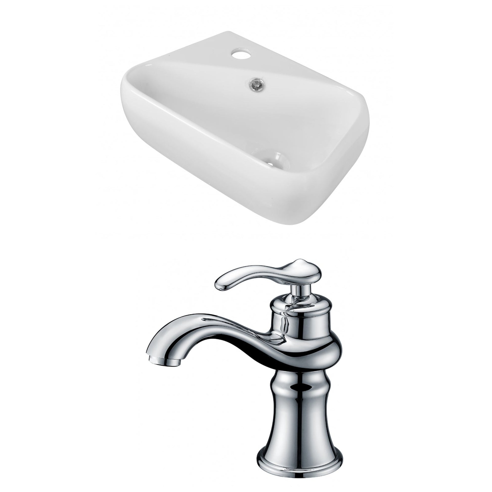 American Imaginations AI-15289 18" White Rectangular Ceramic Above Counter Bathroom Vessel Sink Set