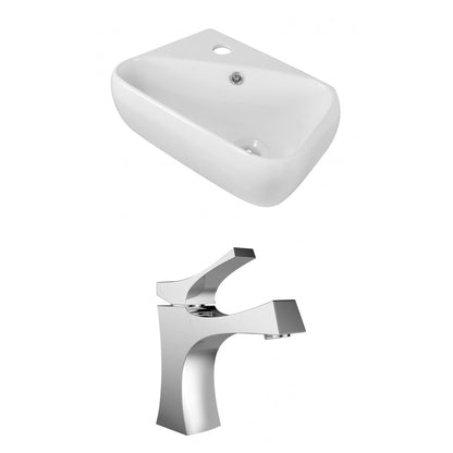 American Imaginations AI-15295 18" White Rectangular Ceramic Wall Mount Bathroom Vessel Sink Set
