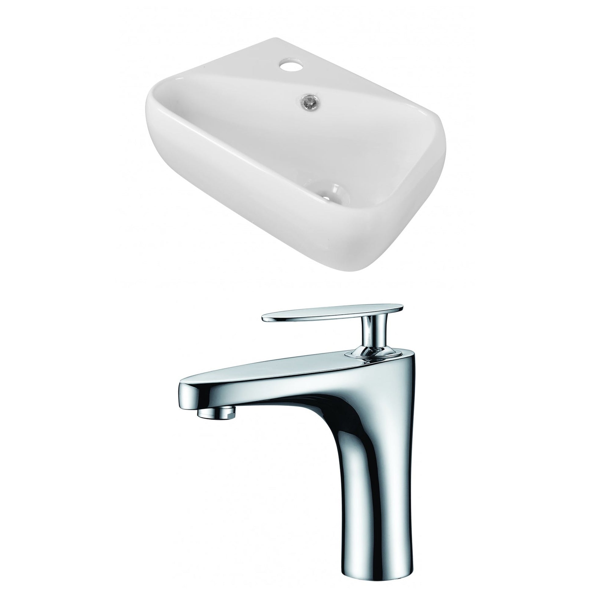 American Imaginations AI-15297 18" White Rectangular Ceramic Wall Mount Bathroom Vessel Sink Set