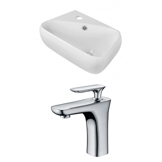 American Imaginations AI-15298 18" White Rectangular Ceramic Wall Mount Bathroom Vessel Sink Set