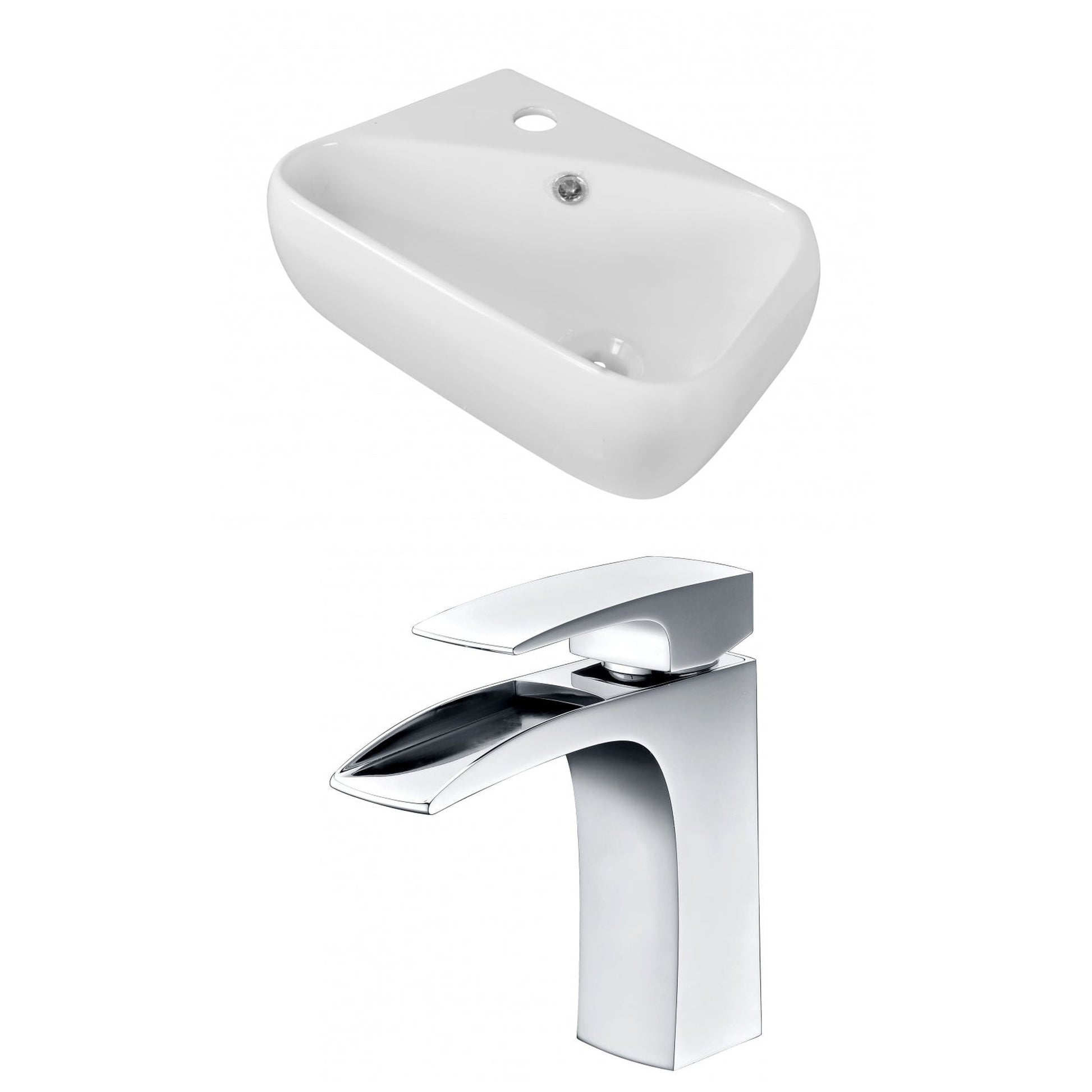 American Imaginations AI-15299 18" White Rectangular Ceramic Wall Mount Bathroom Vessel Sink Set