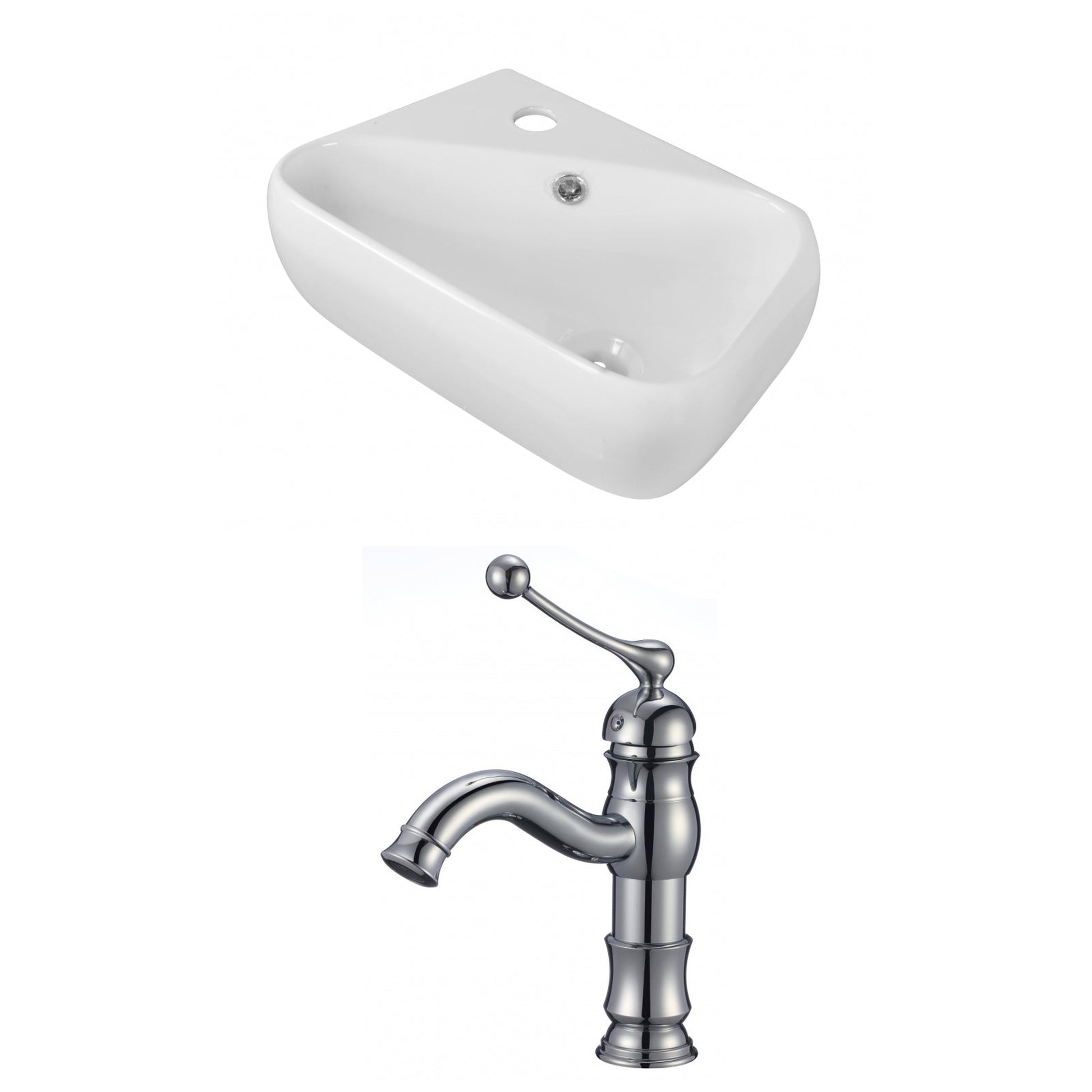 American Imaginations AI-15301 18" White Rectangular Ceramic Wall Mount Bathroom Vessel Sink Set