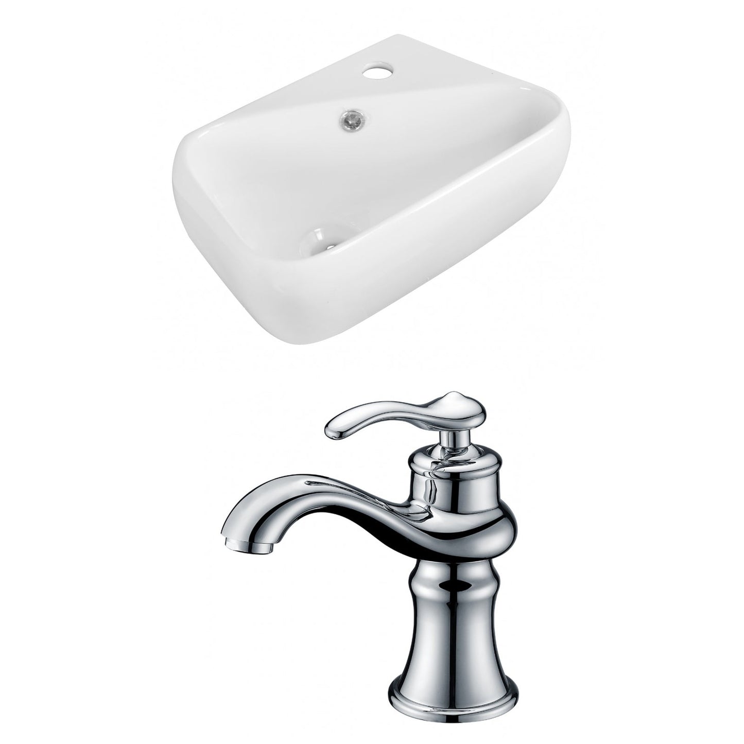 American Imaginations AI-15303 18" White Rectangular Ceramic Above Counter Bathroom Vessel Sink Set