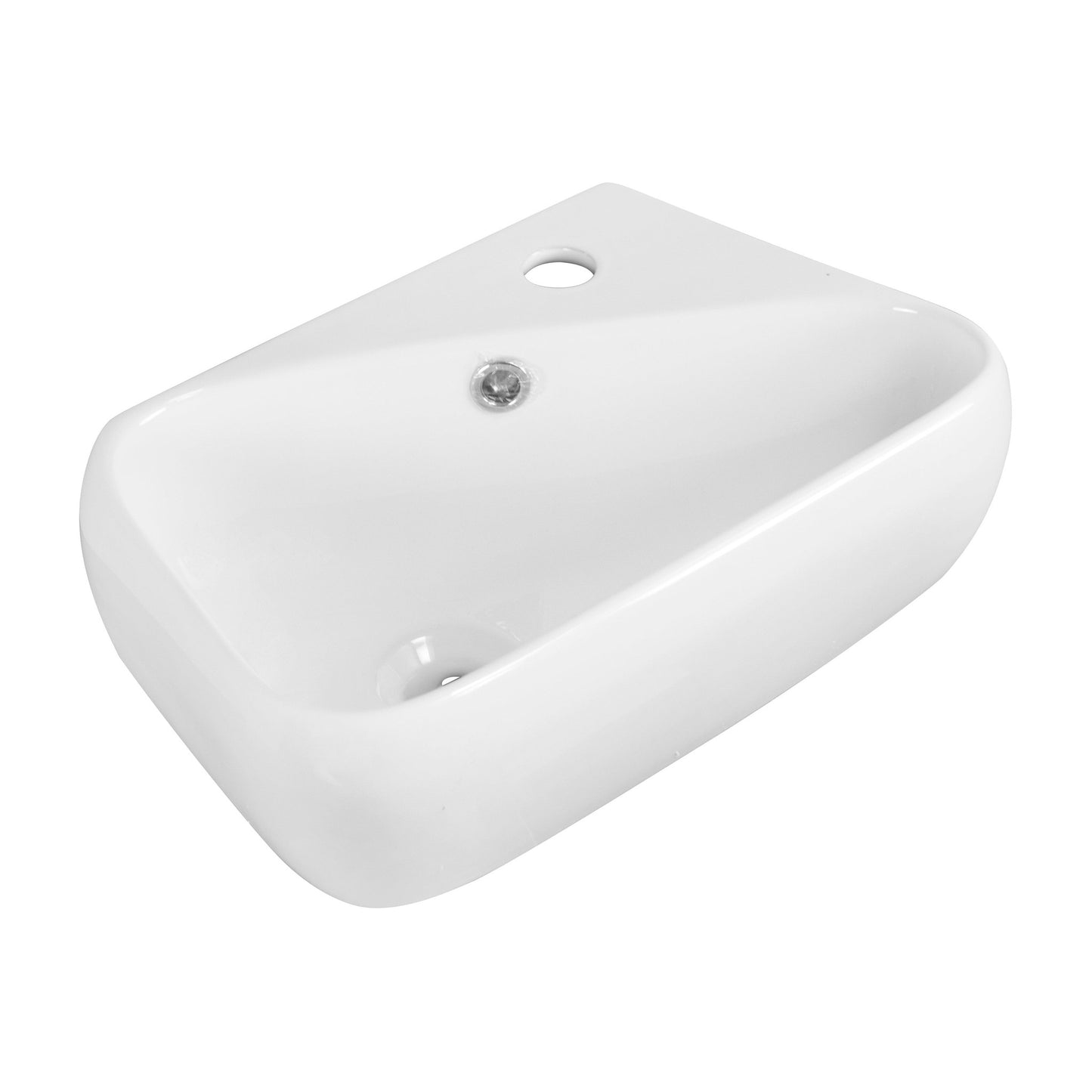 American Imaginations AI-15304 18" White Rectangular Ceramic Above Counter Bathroom Vessel Sink Set