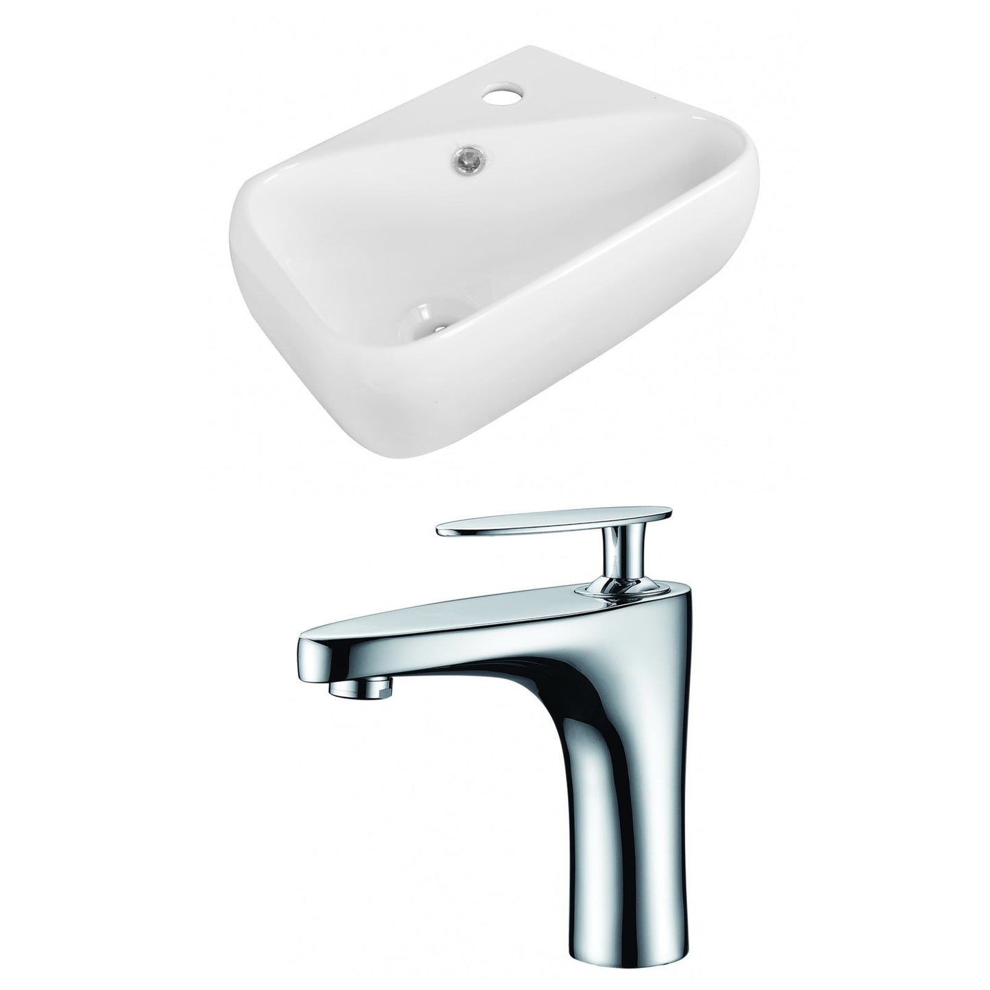 American Imaginations AI-15304 18" White Rectangular Ceramic Above Counter Bathroom Vessel Sink Set