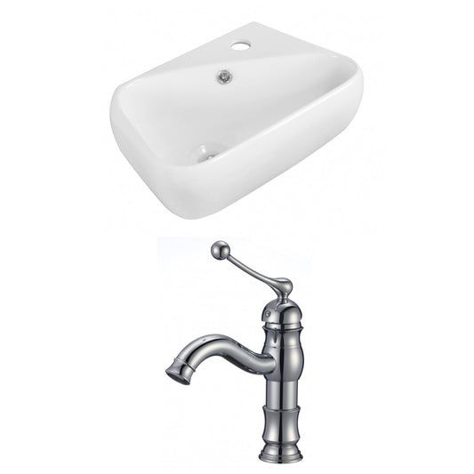 American Imaginations AI-15308 18" White Rectangular Ceramic Above Counter Bathroom Vessel Sink Set