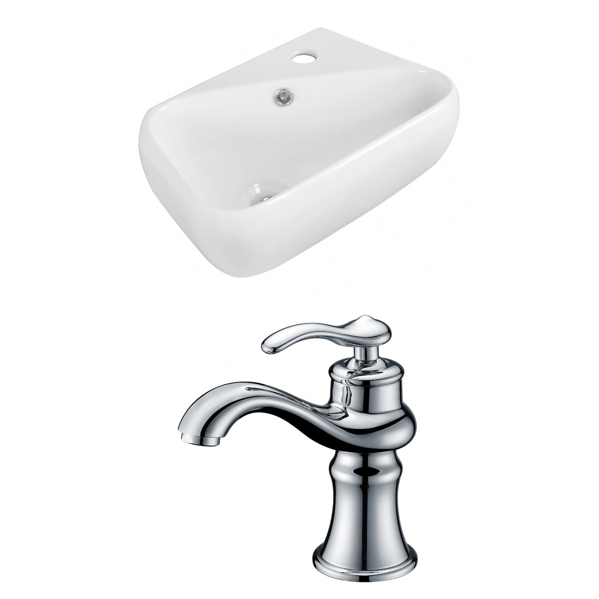 American Imaginations AI-15310 18" White Rectangular Ceramic Wall Mount Bathroom Vessel Sink Set
