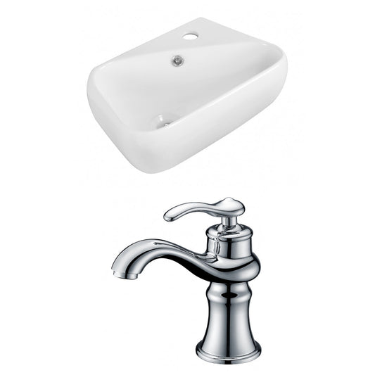 American Imaginations AI-15310 18" White Rectangular Ceramic Wall Mount Bathroom Vessel Sink Set