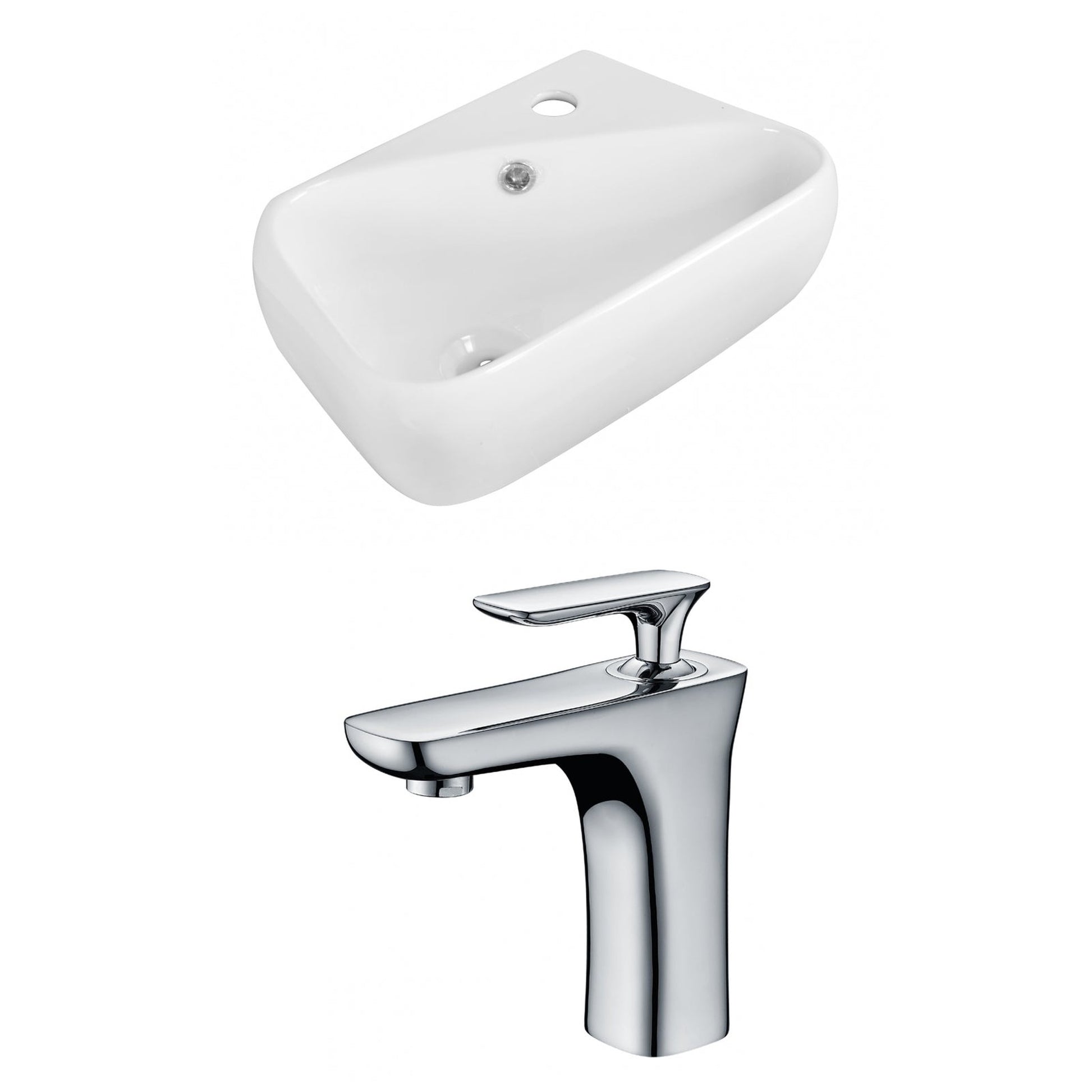 American Imaginations AI-15312 18" White Rectangular Ceramic Wall Mount Bathroom Vessel Sink Set