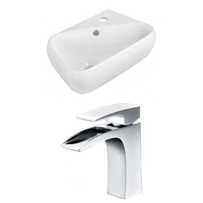 American Imaginations AI-15313 18" White Rectangular Ceramic Wall Mount Bathroom Vessel Sink Set