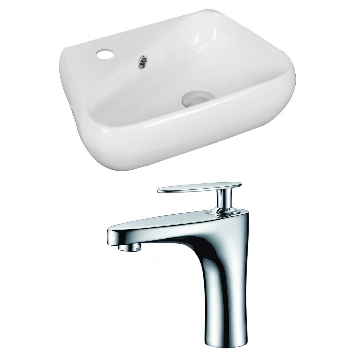 American Imaginations AI-15318 18" White Unique Ceramic Above Counter Bathroom Vessel Sink Set