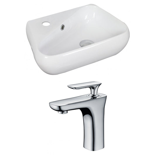 American Imaginations AI-15319 18" White Unique Ceramic Above Counter Bathroom Vessel Sink Set