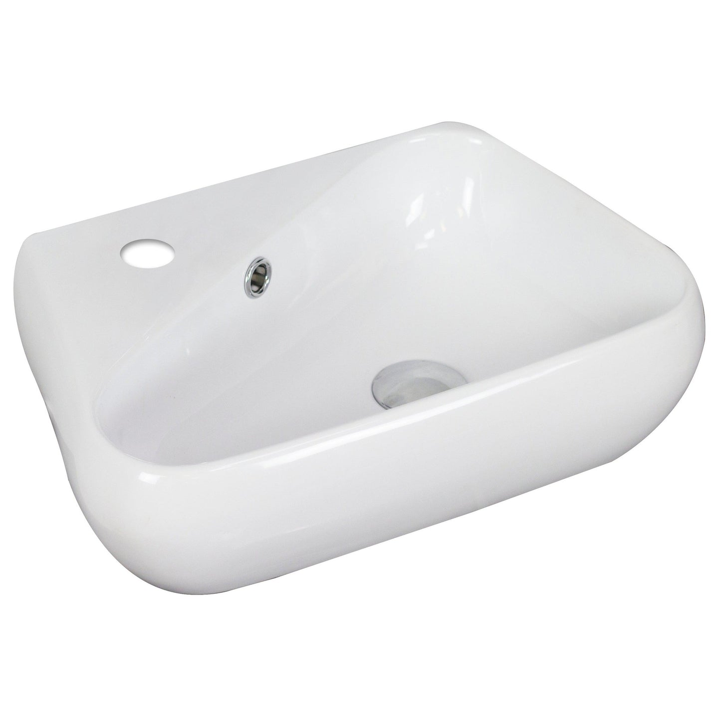 American Imaginations AI-15322 18" White Unique Ceramic Above Counter Bathroom Vessel Sink Set
