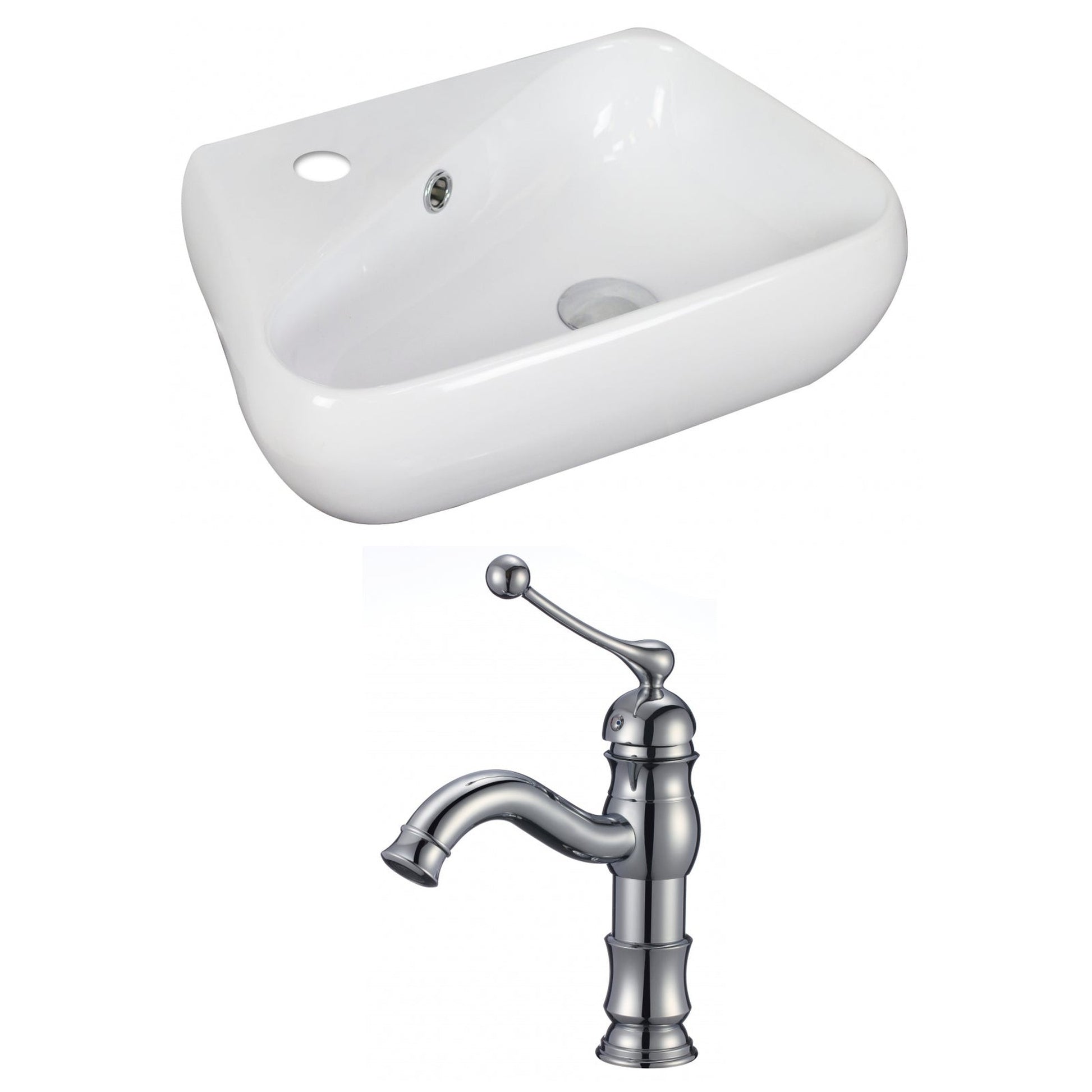 American Imaginations AI-15322 18" White Unique Ceramic Above Counter Bathroom Vessel Sink Set