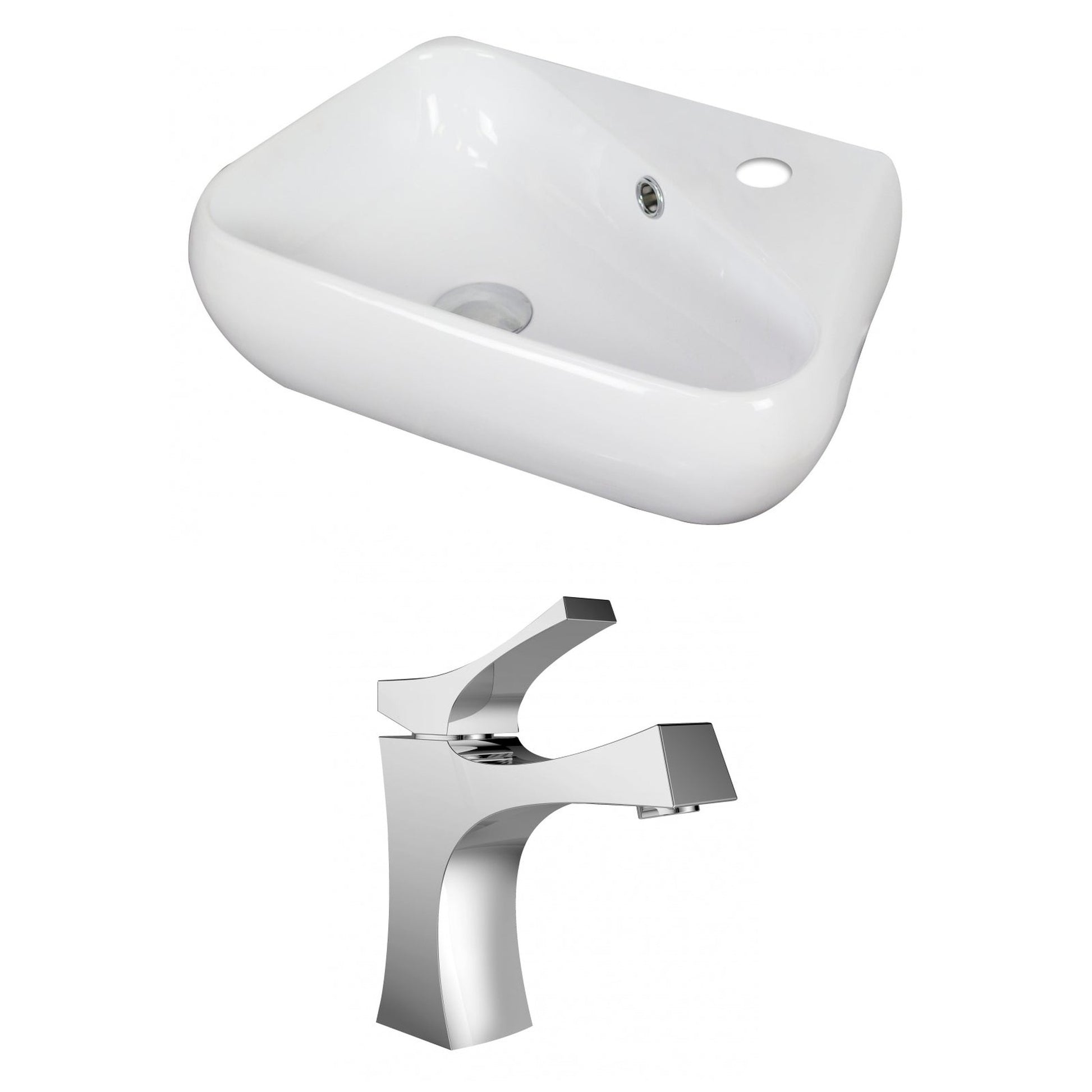 American Imaginations AI-15323 18" White Unique Ceramic Above Counter Bathroom Vessel Sink Set