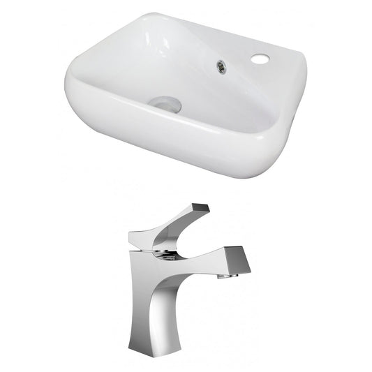 American Imaginations AI-15323 18" White Unique Ceramic Above Counter Bathroom Vessel Sink Set